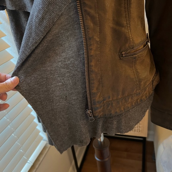 Anthropologie Hei Hei Vegan Leather Jacket Brown Size XS - Picture 5 of 8